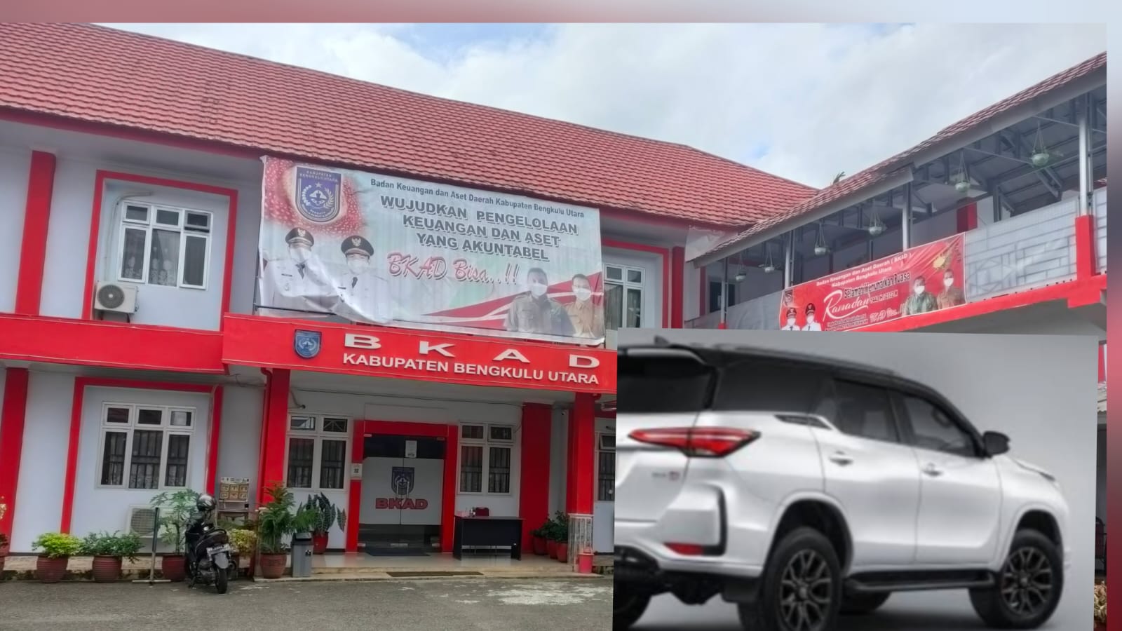 Kantor BKAD Bengkulu Utara tanpa keberadaan mobil Fortuner 4x4 yang dipertanyakan